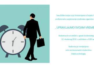 RADIONICA CENTRA ZA KVALITETU SVEUČILIŠTA U OSIJEKU „UPRAVLJAJMO SVOJIM VREMENOM” (12.11.2019.)