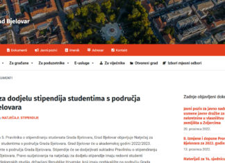 Natječaj za dodjelu stipendija studentima s područja Grada Bjelovara