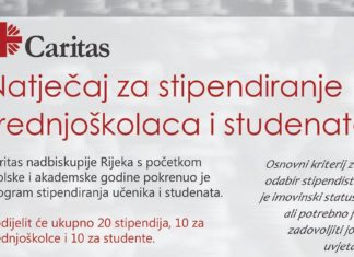 Caritas nadbiskupija Rijeka objavljuje natječaje za stipendije