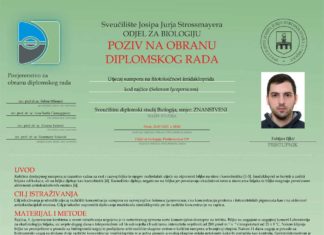 Obavijest o obrani diplomskog ispita studenta Fabijana Iljkića
