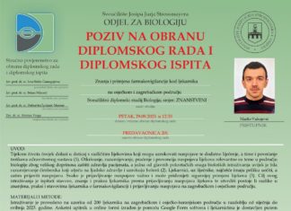 Obavijest o obrani diplomskog ispita studenta Marka Vukojevića