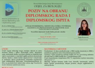 Obavijest o obrani diplomskog ispita studentice Sanje Kerezović