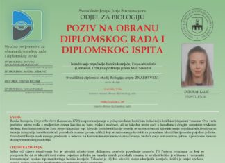 Obavijest o obrani diplomskog ispita studentice Deborah Lalić
