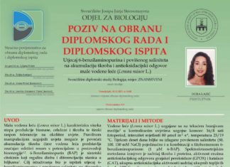 Obavijest o obrani diplomskog ispita studentice Dore Lazić