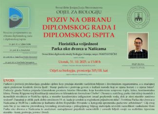 Obavijest o obrani diplomskog ispita studenta Filipa Zlose