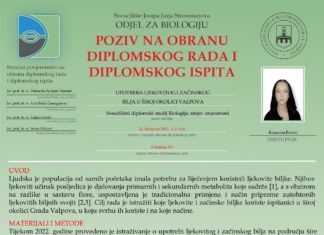 Obavijest o obrani diplomskog ispita studentice Katarine Benčić