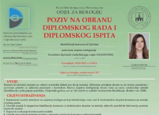Obavijest o obrani diplomskog ispita studentice Laure Lončar