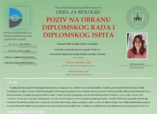 Obavijest o obrani diplomskog ispita studentice Petre Matak