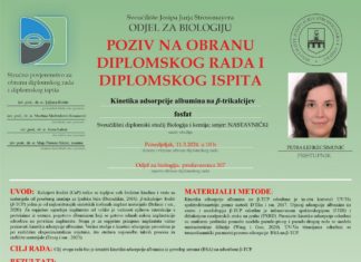 Obavijest o obrani diplomskog ispita studentice Petre Lehkec Šimunić