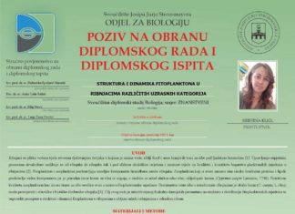 Obavijest o obrani diplomskog ispita studentice Kristine Kligl