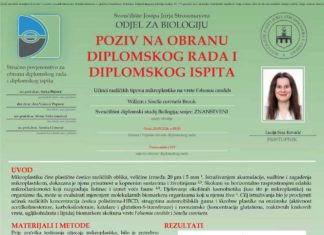 Obavijest o obrani diplomskog ispita studentice Lucije Sare Kovačić