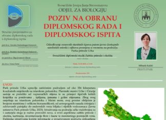 Obavijest o obrani diplomskog ispita studentice Mihaele Kalčić