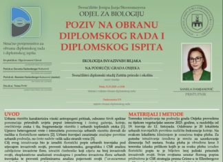 Obavijest o obrani diplomskog ispita studentice Sanele Damjanović