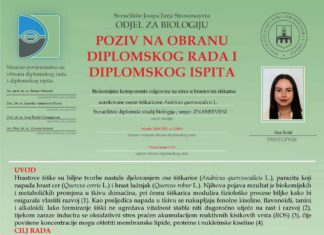 Obavijest o obrani diplomskog ispita studentice Ane Božić