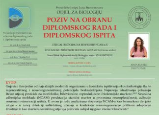 Obavijest o obrani diplomskog ispita studentice Hane Ključec