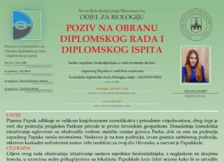 Obavijest o obrani diplomskog ispita studentice Helene Dadić