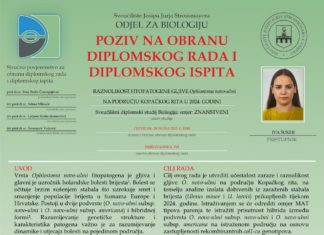 Obavijest o obrani diplomskog ispita studentice Ive Šuker