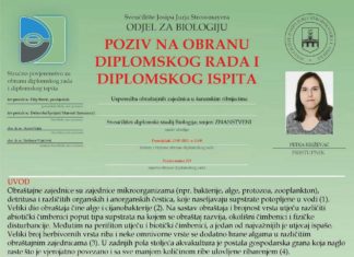 Obavijest o obrani diplomskog ispita studentice Petre Križevac