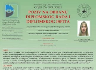 Obavijest o obrani diplomskog ispita studentice Vlatke Kakučke