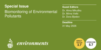 Poziv za objavu radova u posebnom izdanju časopisa Environments: Biomonitoring of Environmental Pollutants