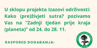 Najava događanja u organizaciji udruge ZOA