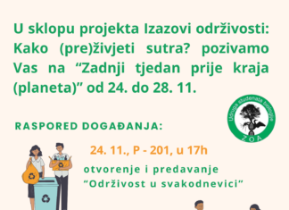 Najava događanja u organizaciji udruge ZOA
