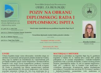 Obavijest o obrani diplomskog ispita studentice Klaudie Grubešić