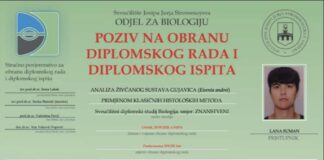 Obavijest o obrani diplomskog ispita studentice Lane Suman