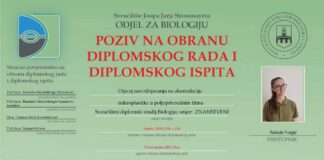 Obavijest o diplomskog ispita studentice Rafaele Vorgić