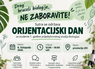 Dragi brucoši biologije, vidimo se sutra na Orijentacijskom danu!